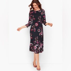 Talbots Black Fit and Flare Long Sleeve Dress